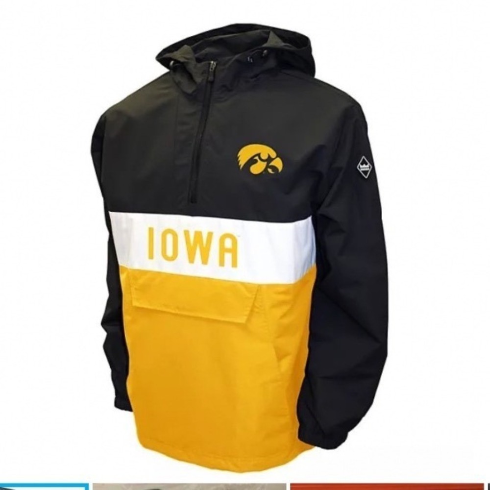 NEW IOWA Hawkeyes XL Alpha Anorak Windbreaker Jacket Black Gold Football - Picture 2 of 13